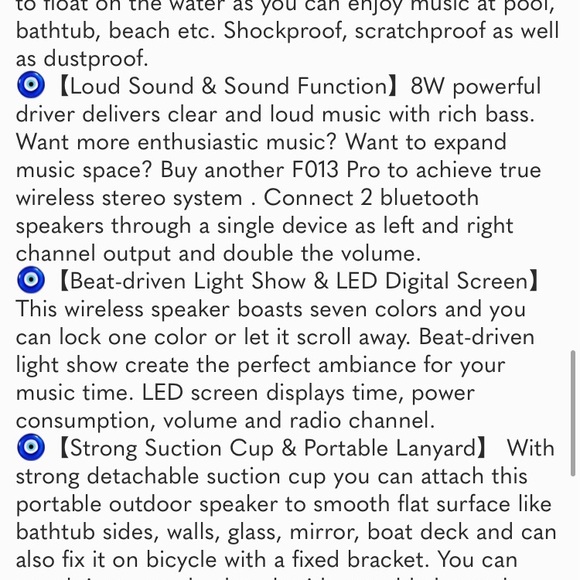 Bluetooth Shower Speaker,IPX7 Waterproof Wireless Portable Speaker with LEDLight - Picture 8 of 8